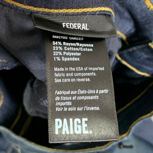 Paige Federal Jeans Men 36x33 Slim Fit Rigby Pants Denim Stretch NEW - Picture 5 of 14